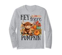 Jolie Vache Highland Hey There Citrouille Automne Thanksgiving Manche Longue