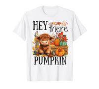 Jolie Vache Highland Hey There Citrouille Automne Thanksgiving T-Shirt