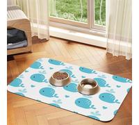 Jolies Baleines Bleues,Tapis d'alimentation pour Animaux de Compagnie, Sets de Table en Cuir PU pour Chats et Chiens,30x45cm