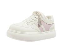 Jolies baskets Y2k épaisses pour femmes et filles, chaussures de marche à plateforme de 5,1 cm, légères pour voyage et cadeau, Blanc cassé et rose, 37.5 EU