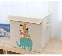 Jolies boîtes de rangement cubiques avec couvercle, boîte à jouets pour enfants, étagères, armoire, unité de rangement, motif animal, organiseur pliable avec poignée