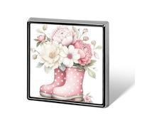Jolies bottes de pluie avec pivoines roses et blanches, unisexes, broches et épingles carrées légères pour vêtements, châle, chapeau