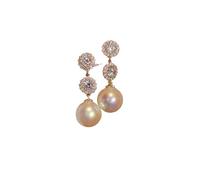 Jolies boucles d'oreilles à tige en forme de fleur en strass pour femme - Élégantes perles et zircones - Bijoux de fête, taille unique, Agate