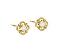 Jolies boucles d'oreilles à tige en forme de trèfle à quatre feuilles en argent sterling 925 pour femmes et filles - Petites boucles d'oreilles à tige en forme de fleur porte-bonheur - Cadeau