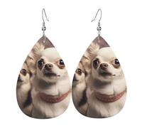 Jolies boucles d'oreilles Chihuahua pour femme - Boucles d'oreilles pendantes en cuir - Double face - Légères - Accessoires d'oreille pour femme - Bijoux tendance - Cadeau d'anniversaire