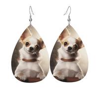 Jolies boucles d'oreilles Chihuahua pour femme - Boucles d'oreilles pendantes en cuir - Double face - Légères - Accessoires d'oreille pour femme - Bijoux tendance - Cadeau d'anniversaire