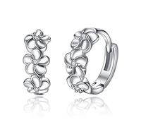Jolies boucles d'oreilles créoles en forme de fleur de prunier pour femme Aaa Zircone Aaa Bijoux d'oreilles Couleur argent Fleurs Brincos Femme Kpop Cadeau E20
