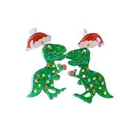 Jolies boucles d'oreilles de Noël en alpaga Décoration d'arbre de Noël Dinosaure Boucles d'oreilles Femmes Filles Vacances Cadeau Bijoux