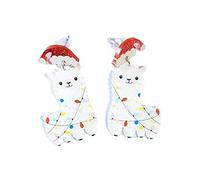 Jolies boucles d'oreilles de Noël en alpaga Décoration d'arbre de Noël Dinosaure Boucles d'oreilles Femmes Filles Vacances Cadeau Bijoux