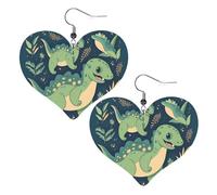 Jolies boucles d'oreilles dinosaures Collection de styles quotidiens | Boucles d'oreilles légères en cuir hypoallergénique pour femme, bijoux en forme de cœur, boucles d'oreilles pendantes tendance