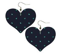 Jolies boucles d'oreilles élégantes en forme de cœur imprimées sur fond bleu, accessoires pour femmes, parfaites pour les fêtes et la Saint-Valentin.