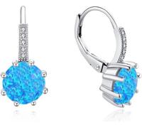 Jolies boucles d'oreilles en argent avec opales bleues E0000599