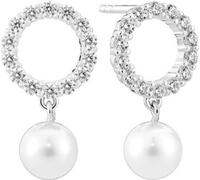 Jolies boucles d'oreilles en argent avec perles Biella SJ-E2430-PCZ
