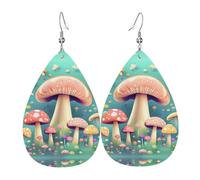 Jolies boucles d'oreilles en cuir à motif champignons - Boucles d'oreilles pour femme, adaptées pour le quotidien, les fêtes, les rendez-vous, etc.