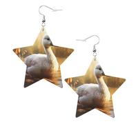 Jolies boucles d'oreilles en cuir avec pendentif en forme d'étoile d'oie élégantes et légères pour femmes et filles, taille unique, cuir, sans pierre précieuse