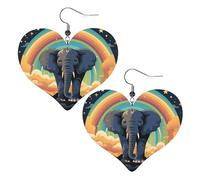 Jolies boucles d'oreilles en cuir éléphant pour femme - Boucles d'oreilles pendantes légères en forme de cœur - Bijoux cadeaux