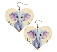 Jolies boucles d'oreilles en cuir éléphant pour femme - Boucles d'oreilles pendantes légères en forme de cœur - Bijoux cadeaux