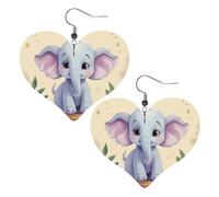 Jolies boucles d'oreilles en cuir éléphant pour femme - Boucles d'oreilles pendantes légères en forme de cœur - Bijoux cadeaux, One Size, Pas de gemme