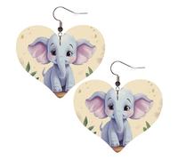 Jolies boucles d'oreilles en cuir éléphant pour femme - Boucles d'oreilles pendantes légères en forme de cœur - Bijoux cadeaux