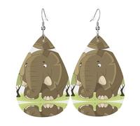 Jolies boucles d'oreilles en cuir en forme de goutte d'éléphant de dessin animé Texture légère de luxe - Convient pour un usage quotidien, une fête, un rendez-vous galant