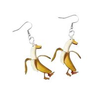 Jolies boucles d'oreilles en forme de canard banane avec des styles étranges d'artisanat en acrylique uniques pour anniversaires et occasions spéciales Boucles d'oreilles tendance en acrylique