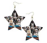 Jolies boucles d'oreilles Husky élégantes en cuir en forme d'étoile - Accessoires tendance et uniques pour un usage quotidien, taille unique