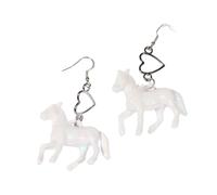 Jolies boucles d'oreilles licornes poneys en acrylique coloré en forme de cœur Accessoire pour étudiant Mode Boucles d'oreilles Poids léger, taille unique, comme décrit