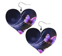 Jolies boucles d'oreilles papillon violet Collection Daily Styles | Boucles d'oreilles légères en cuir hypoallergénique pour femme, bijoux en forme de cœur, boucles d'oreilles pendantes tendance