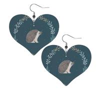 Jolies boucles d'oreilles pendantes en cuir avec motif petit hérisson en forme de cœur, élégantes et légères pour femmes et filles, taille unique, cuir, sans pierre précieuse