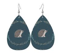 Jolies boucles d'oreilles pendantes en cuir avec petit hérisson en forme de larme - Élégantes et légères - Pour femmes et filles - Taille unique - Cuir - Sans pierre précieuse