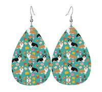 Jolies boucles d'oreilles pendantes en cuir Corgi pour femme, boucles d'oreilles percées en forme de larme, bijoux légers, cadeaux pour femmes et filles