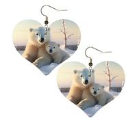 Jolies boucles d'oreilles pendantes légères en cuir avec ours polaires pour femme, One Size, Pas de gemme