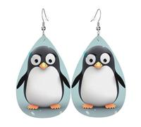 Jolies boucles d'oreilles pingouin pour femme - Boucles d'oreilles pendantes en cuir - Double face - Légères - Accessoires d'oreille pour femme - Bijoux tendance - Cadeau d'anniversaire