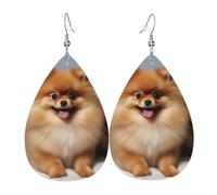 Jolies boucles d'oreilles poméraniennes pour femme en cuir en forme de larme, boucles d'oreilles pendantes double face, légères, accessoires d'oreille pour femme, bijoux tendance, cadeau