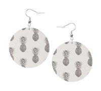 Jolies boucles d'oreilles rondes en cuir ananas - Accessoires quotidiens - Travail au travail - Mode féminine, taille unique, Simili cuir