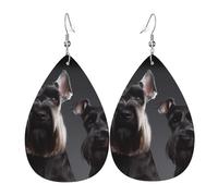 Jolies boucles d'oreilles schnauzer pour femme en cuir en forme de goutte d'eau - Boucles d'oreilles pendantes double face légères pour femme - Accessoires d'oreille tendance - Cadeau d'anniversaire