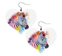 Jolies boucles d'oreilles zébrées colorées - Collection de styles quotidiens | Boucles d'oreilles légères en cuir hypoallergénique pour femme - Bijoux en forme de cœur - Cadeau tendance