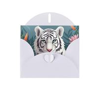 Jolies cartes d'anniversaire en forme de tigre blanc avec enveloppes. Cette carte de vœux vierge utilise un emballage en papier perlé. Pour toutes les occasions, cartes d'anniversaire, cartes de