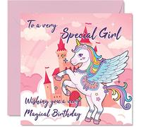 Jolies cartes d'anniversaire pour filles et elle - Licorne magique de Pégase - Carte d'anniversaire pour fille, petite-fille, petite sœur, nièce, 145 mm x 145 mm