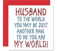 Jolies cartes d'anniversaire pour mari - Husband You Are My World - Carte d'anniversaire de la part d'une femme, cadeau d'anniversaire de 145 mm x 145 mm, carte de vœux pour homme