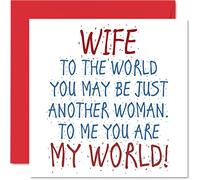 Jolies cartes de Saint-Valentin pour femme - Wife You Are My World - Carte d'anniversaire de la part d'un mari, cadeau d'anniversaire, carte de Saint-Valentin pour fiancée de 145 mm, cartes de vœux