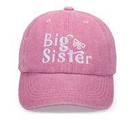 Jolies Casquettes de Baseball brodées pour Filles et garçons de 3 à 8 Ans, Chapeau de Soleil Vintage délavé Vieilli pour Enfants, Big Sister - Rose, Taille Unique