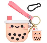Jolies coques pour AirPod Pro 3 avec porte-clés, motif thé au lait boba rose, coque de protection en silicone souple pour femmes et filles, sortie en 2025