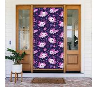 Jolies couvertures de porte à imprimé floral Axolotl - Bannière de porte décorative pour intérieur/extérieur, printemps, été, automne, hiver, Halloween, Noël