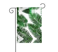 Jolies feuilles de palmier vertes - Drapeaux de jardin double face - 30,5 x 45,7 cm - Pour anniversaire, mariage, vacances, cour - Décoration extérieure