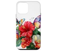 Jolies Fleurs d'hibiscus Tropicales aquarelles Papillons Floraux Coque pour iPhone 12 Mini