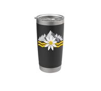 Jolies fleurs Edelweiss sur des montagnes rocheuses Nature Gobelet isotherme en acier inoxydable double paroi