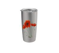Jolies fleurs rouges artistiques coquelicots Gobelet isotherme en acier inoxydable double paroi