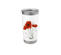 Jolies fleurs rouges artistiques coquelicots Gobelet isotherme en acier inoxydable double paroi