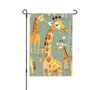 Jolies girafes sauvages de dessin animé saisonnier, drapeaux de jardin pour l'extérieur, durables double face, décoration de vacances drapeaux de cour